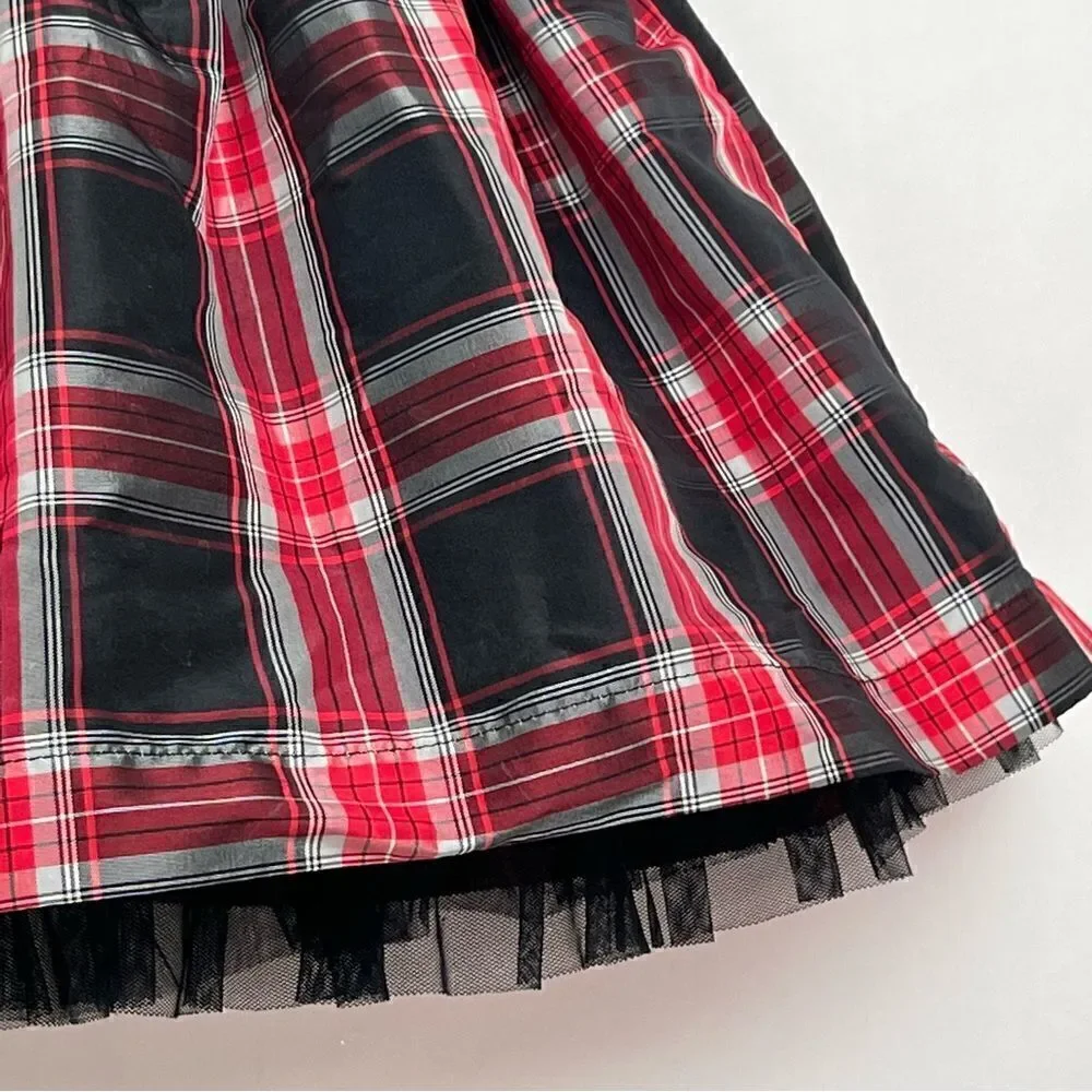 Carter’s black and red tartan taffeta holiday dress with red bow